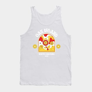 Oak Island, NC Summertime Vacationing 70s Flowers Tank Top